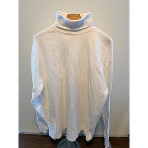 Vtg J Crew Oarsman Turtle Neck Sweater Mens L Long Sleeve White Made In USA